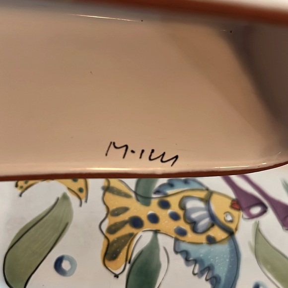 Mesa International Signed Ceramic Hand Painted Butter Dish - Picture 10 of 11